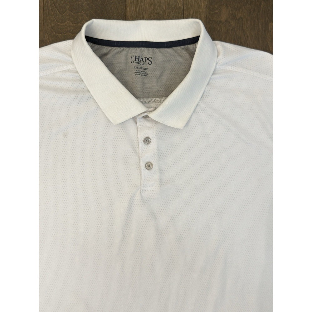 Chaps Golf Men's Polo Shirt Size 2XL White Logo Performance Stretch